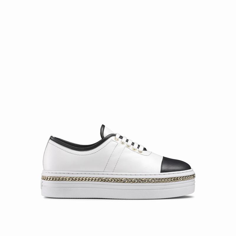 Russell & Bromley Chainline Chain Tennis Flatform Sneakers Women's White [PSH6195KH]